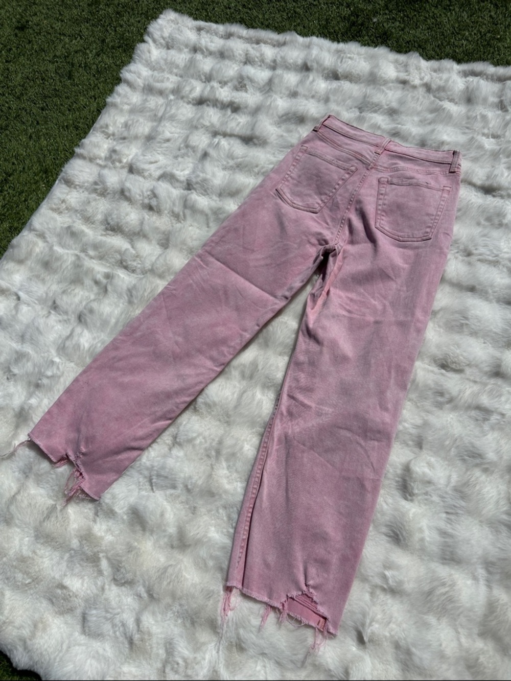 wild fable Light Pink Highest Rise straight Women's Jeans size 2 distressed crop - Picture 2 of 11
